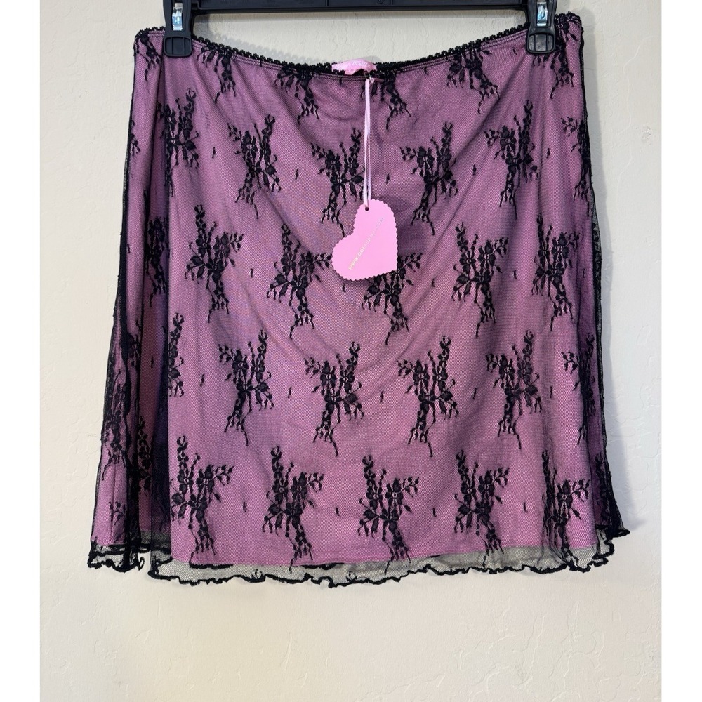 Sugar Thrillz Mini Skirt 1X Pink Black Lace Goth Emo Coquette Romantic Dolls